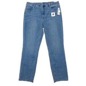 Talbots Women's Flawless High Waist Straight Leg Full Length  Blue Jeans Size 18